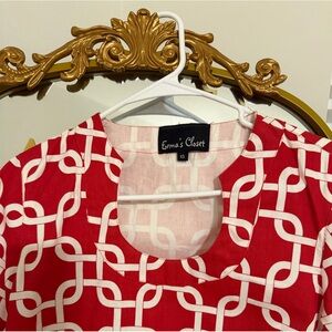 Red and White Chain Pattern Dress